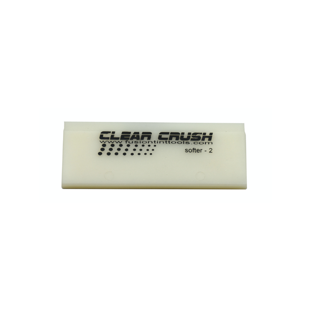 Clear crush squeegee, softer 2, white with black writing on top.