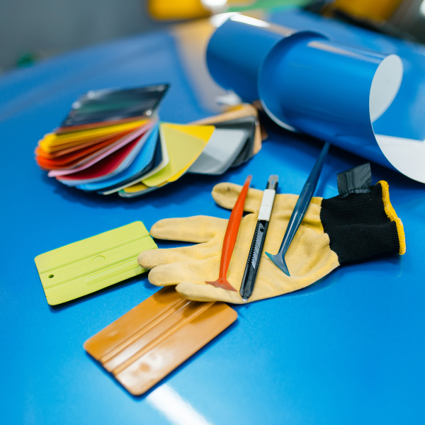 an assortment of tools laid out on display.