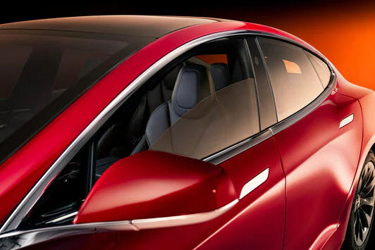 3M Automotive Window Film, close up on a tesla, model s