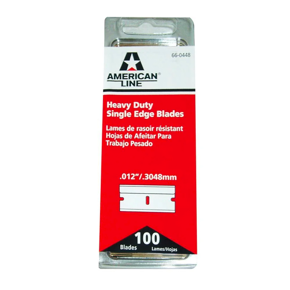 Heavy duty single edge blade, 100 blades, .012"/.3048mm, American Line