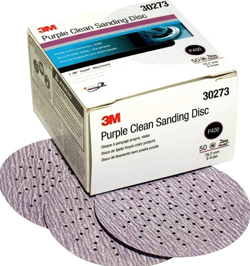 3M™ Hookit™ Purple Clean Sanding Disc 343U, 30273, 3 in, P400