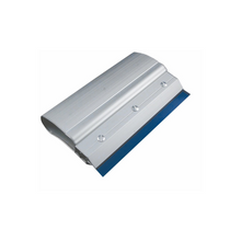 Silver Security Squeegee, metal base with blue blade.