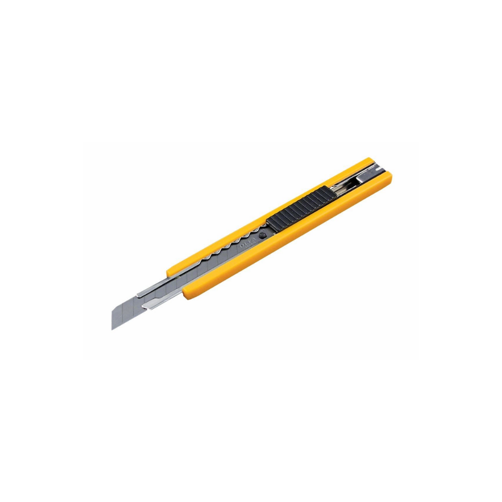 Olfa a-1 knife, yellow handle and black adjuster.