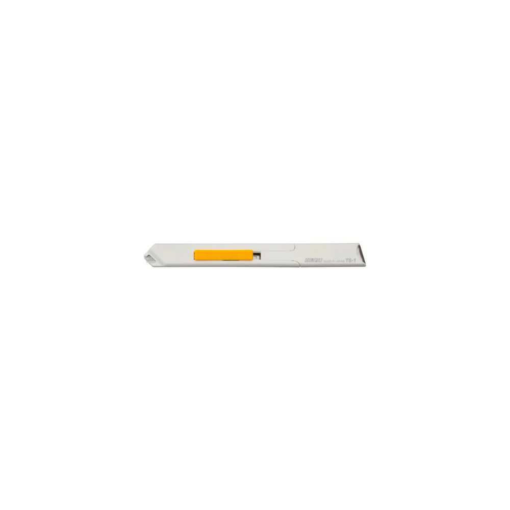 Top sheet cutter, white case and yellow blade navigating tool. 