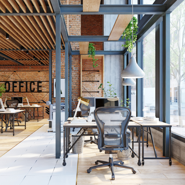 Interior office space, with brick feature wall