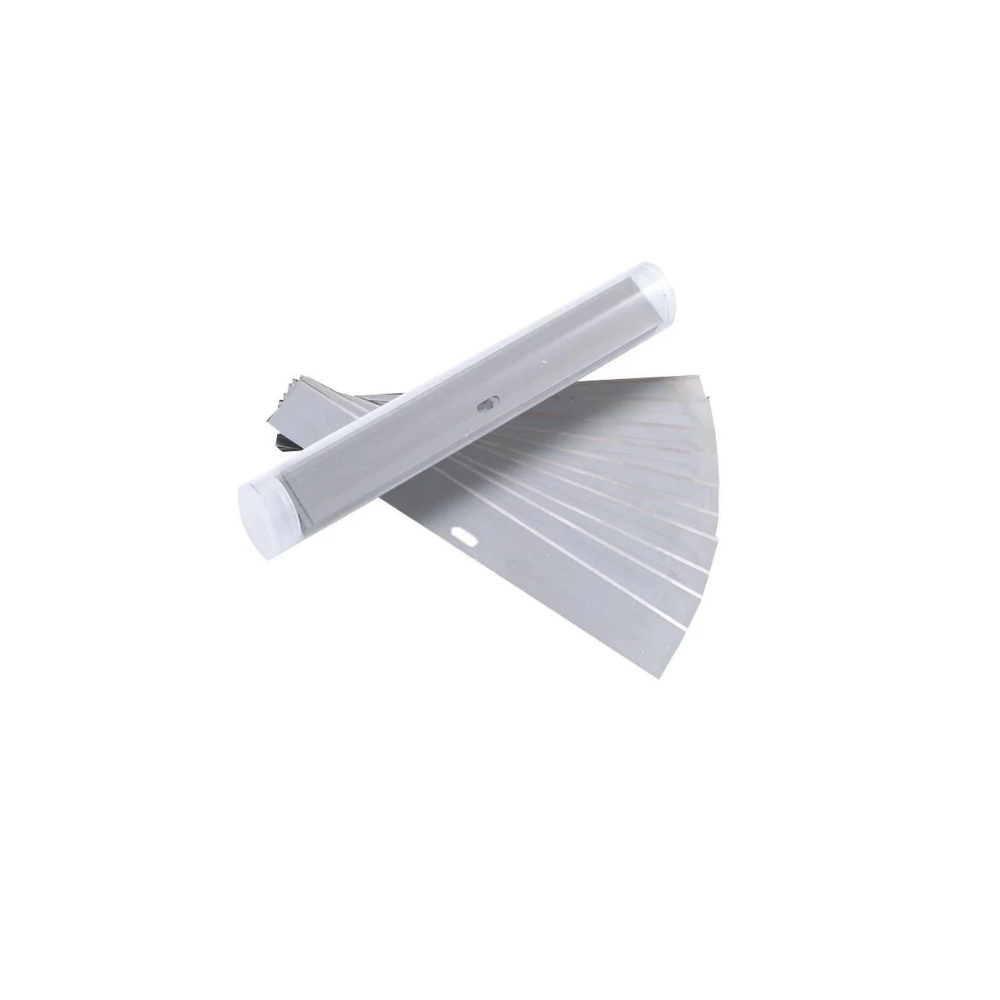 Metal scraper blades.